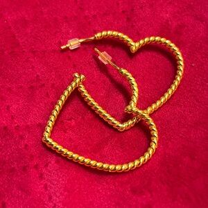 Julie Vos 24k Gold Plated Heart Shape Twist Rope Hoop Earrings